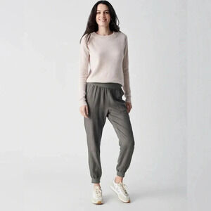 Faherty Arlie Day Jogger Womens S Green Linen Blend Stretch Pull On Granola Girl